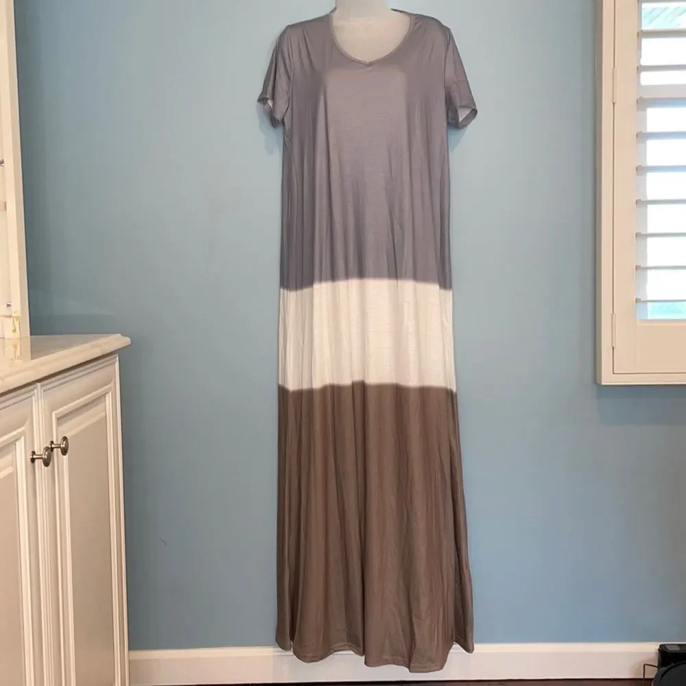 3 - Misslook Short Sleeved Casual Maxi Dress